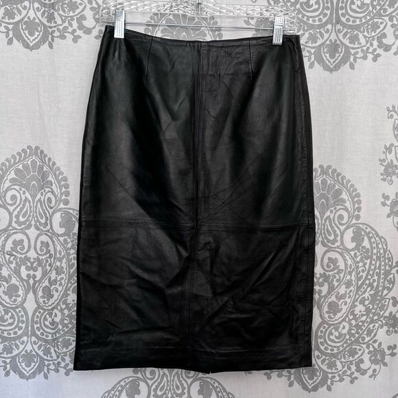 Clothes by Revue Black Leather Pencil Skirt Size 4 Punk Bikercore - Picture 8 of 9